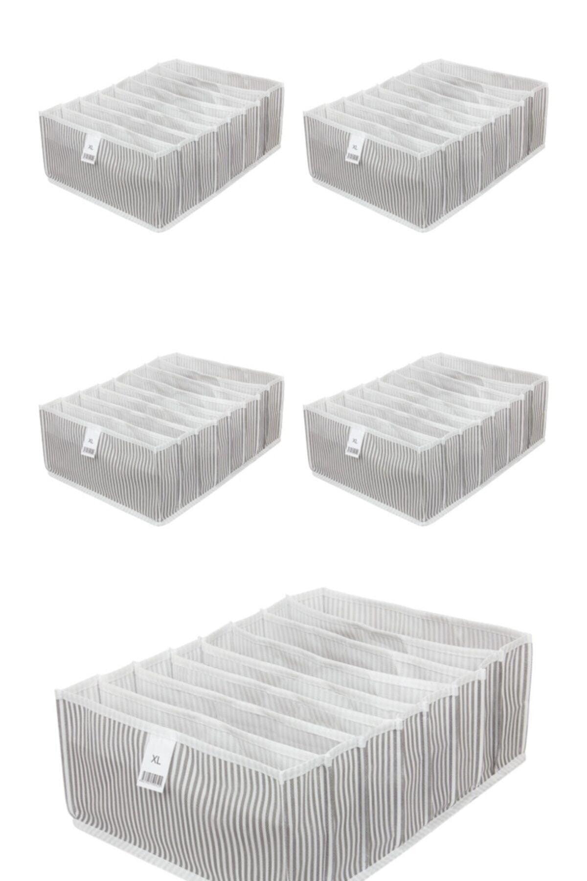 5 Pieces - 8 Section Accordion Drawer and Cabinet Organizer Xl 39x30x14cm - Lined Model - Swordslife