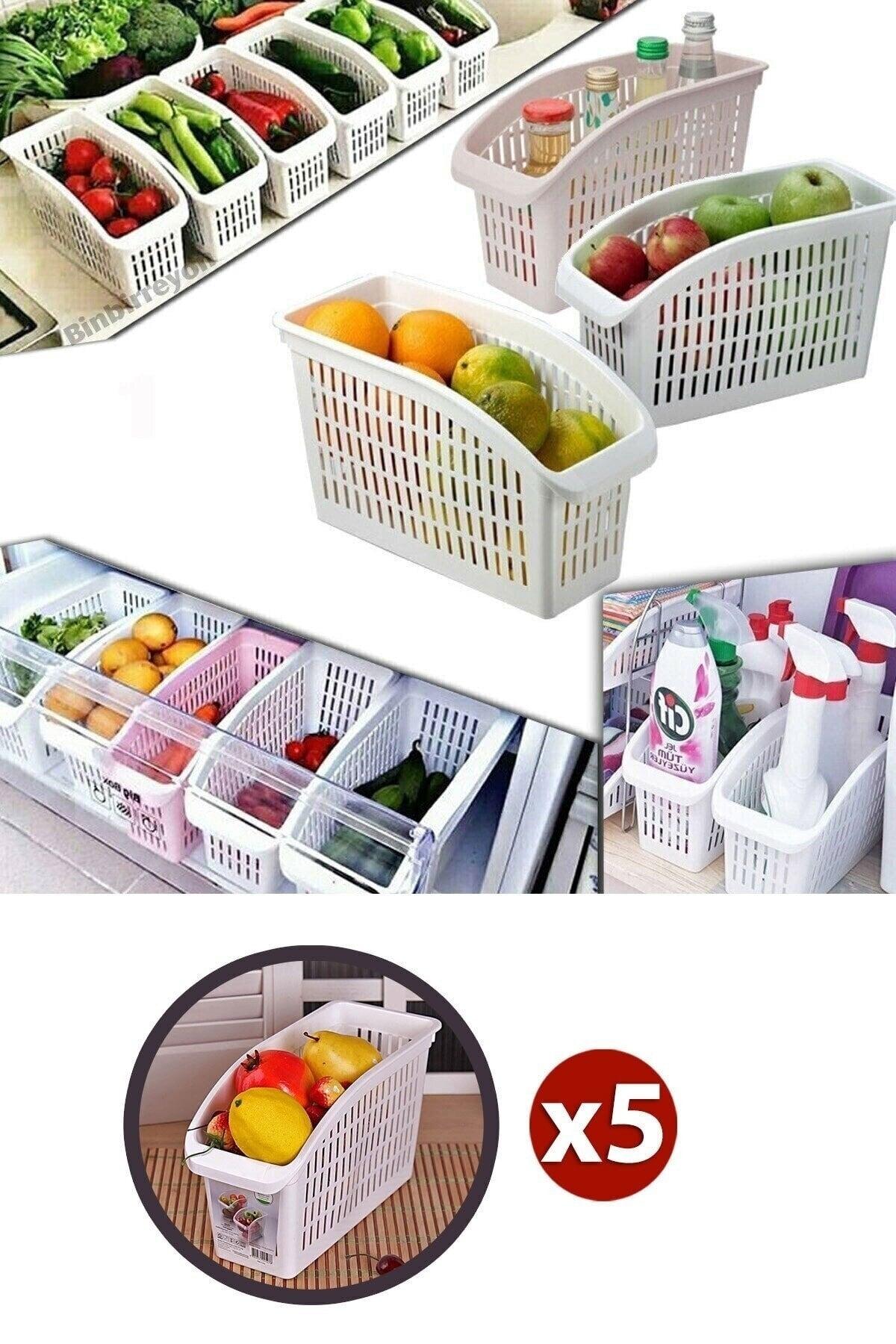 5 Piece Gondola Refrigerator Organizer Vegetable Fruit Basket Kitchen Bathroom Under Counter Organizer - Swordslife
