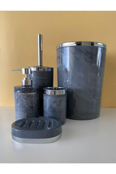 Marble Pattern Bathroom Organizer Set – 5 Piece Acrylic Set