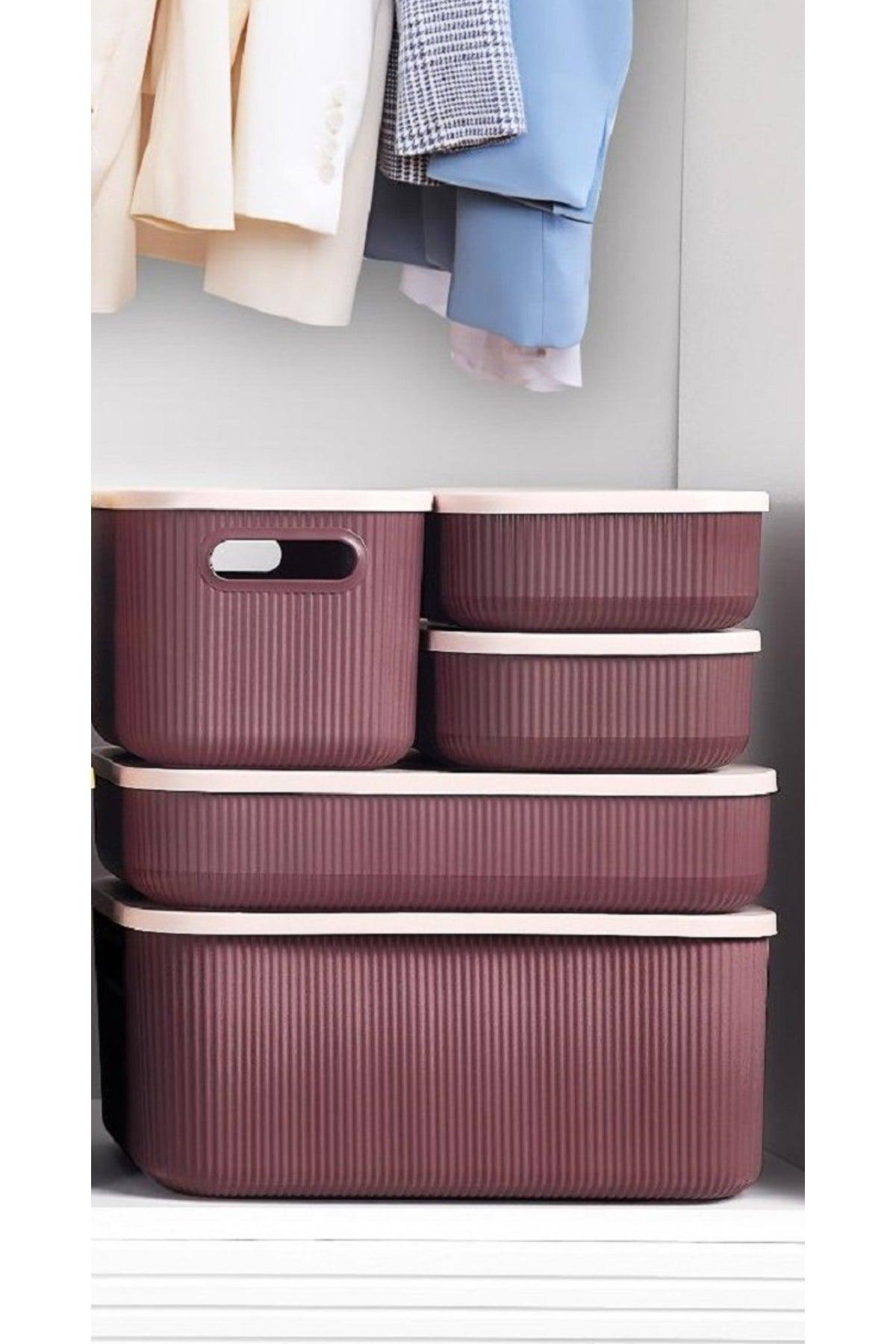 5 Piece Closet Organizer Basket With Lid Socks Clothes Organizer - Swordslife