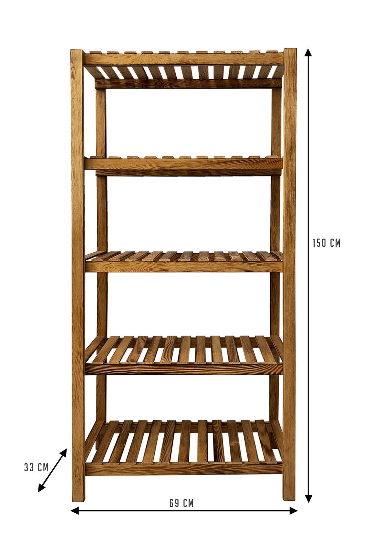 5 Shelves Solid Wood Bathroom Organizer - Swordslife