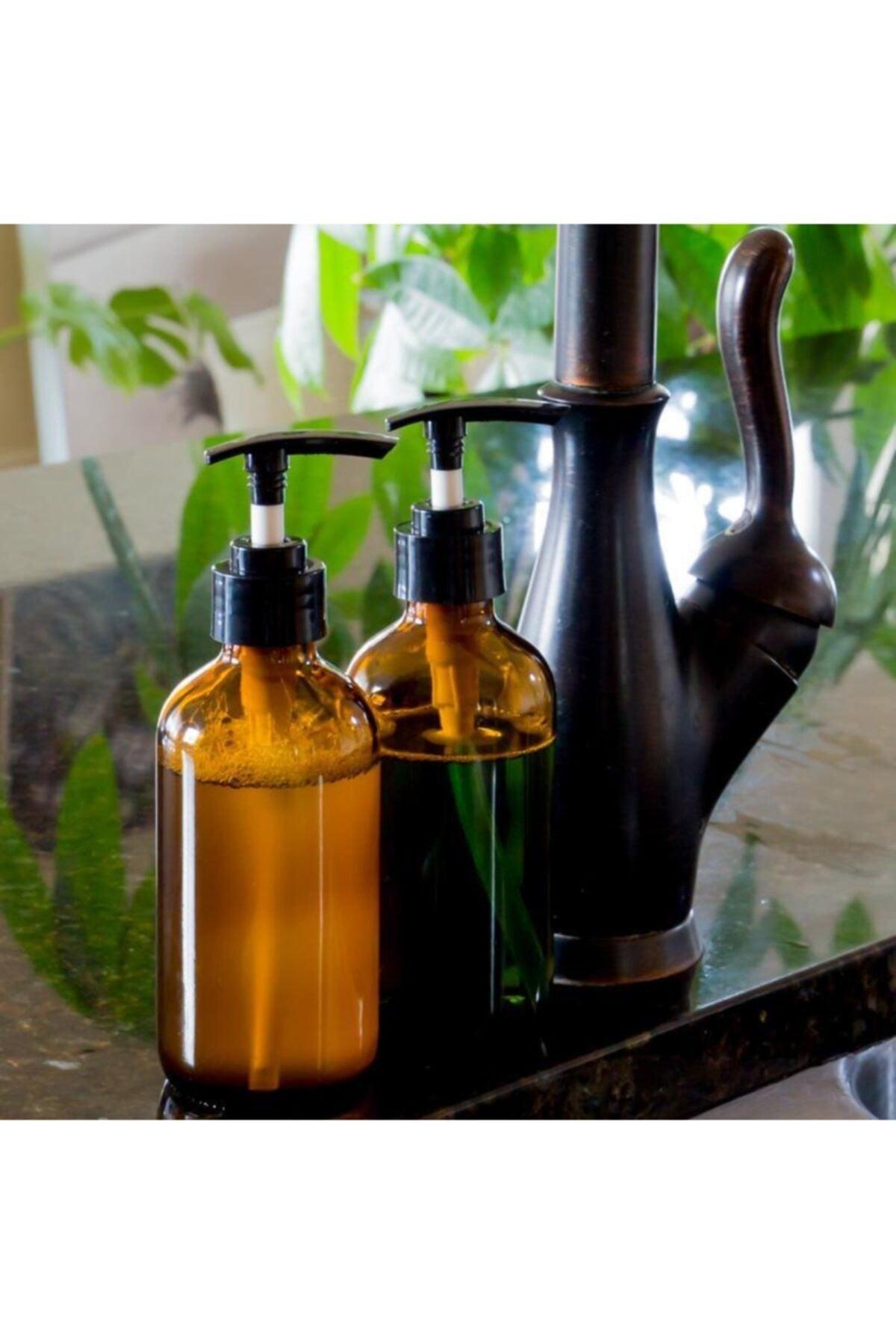 500ml Amber Brown Glass Liquid Soap Dispenser 2