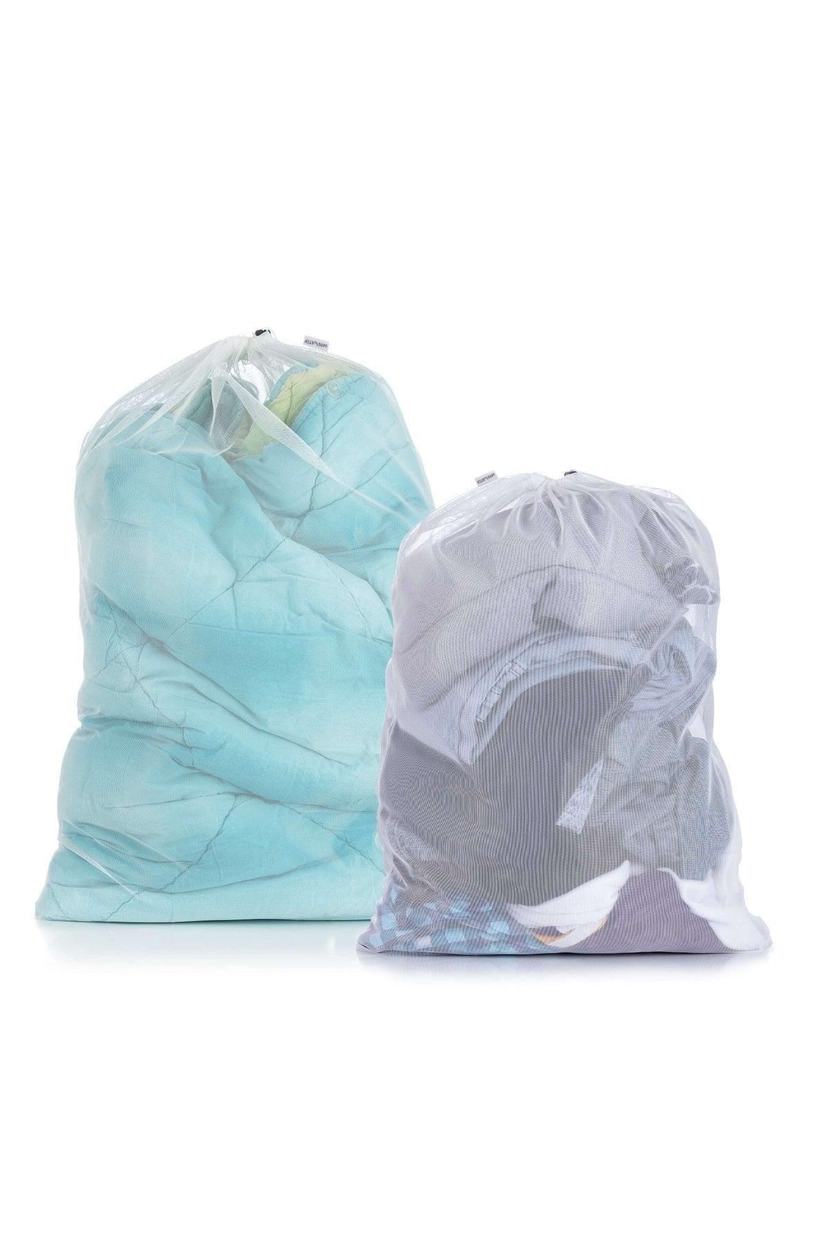 (50*70-60*90) 2 Pieces Laundry Net Bag Washing Net Bag Colorful Zipper - Swordslife