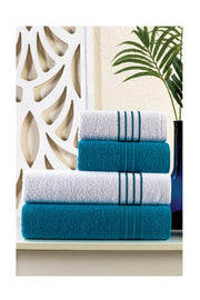 | 50x90 + 70x140 Cm | Diamond | 100% Cotton | Green White | of 4 | Bath Towel Set - Swordslife