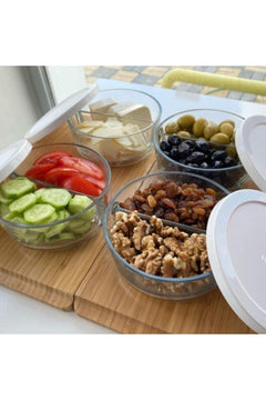 Set of 4 two-compartment breakfast storage containers