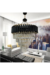 55 Lux Crystal Stone Luxury Chandelier 5 (BLACK-GOLD) 5 Tier - Swordslife