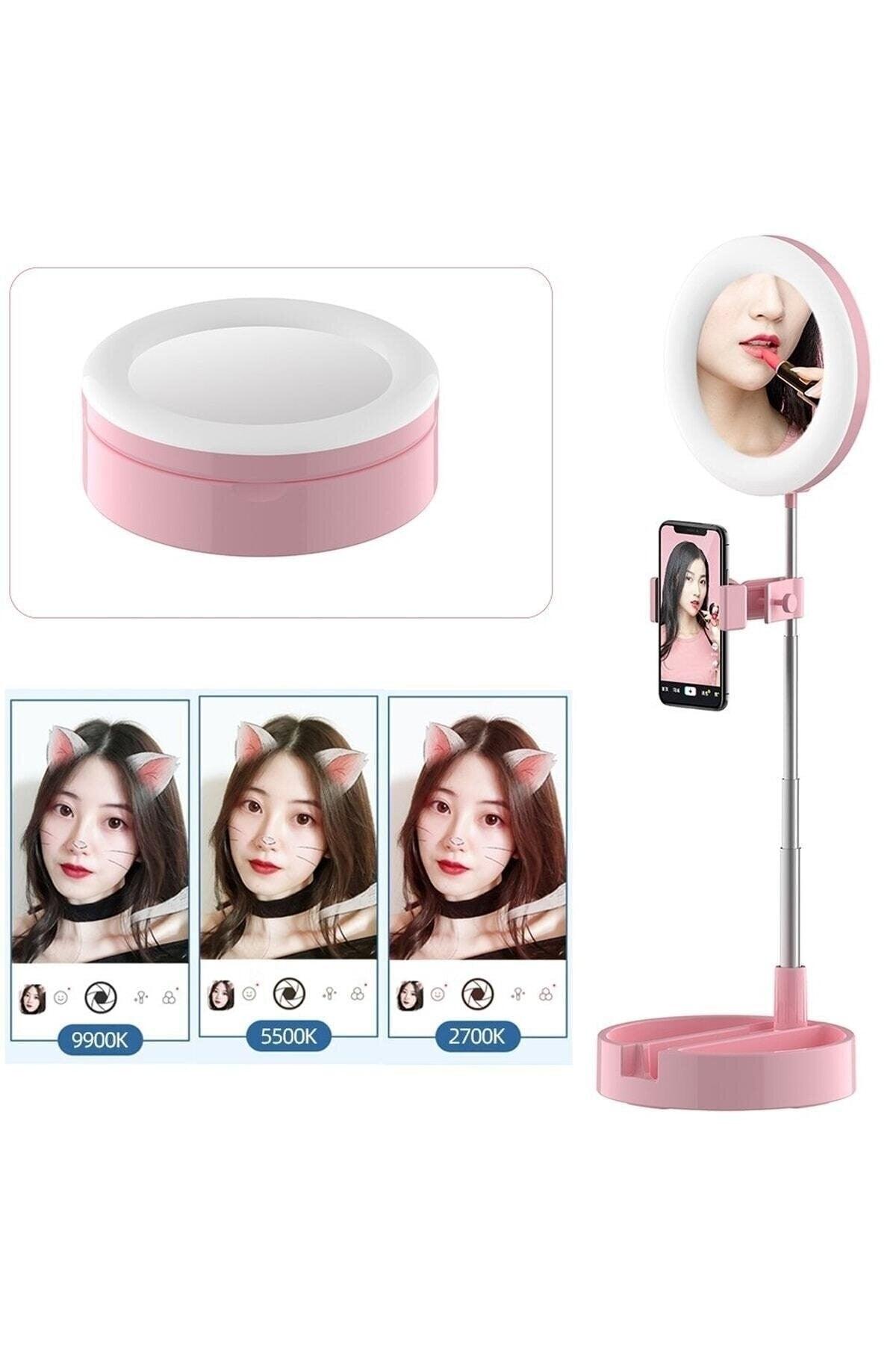 57 Cm Foldable Mirror Led Light Selfie Hairdresser Makeup Light Make Up Ring Light 6 Inch Pink - Swordslife