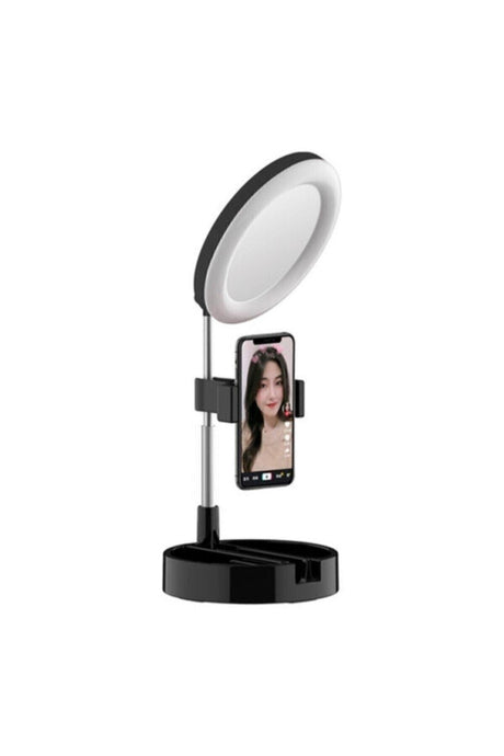 57 Cm Foldable Mirror Led Light Selfie Hairdresser Makeup Light Make Up Ring Light 6 Inch Black - Swordslife