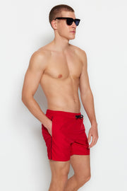 Red Men'S Garnish Standard Length Swimwear Marine Shorts Tmnss20Ds0022