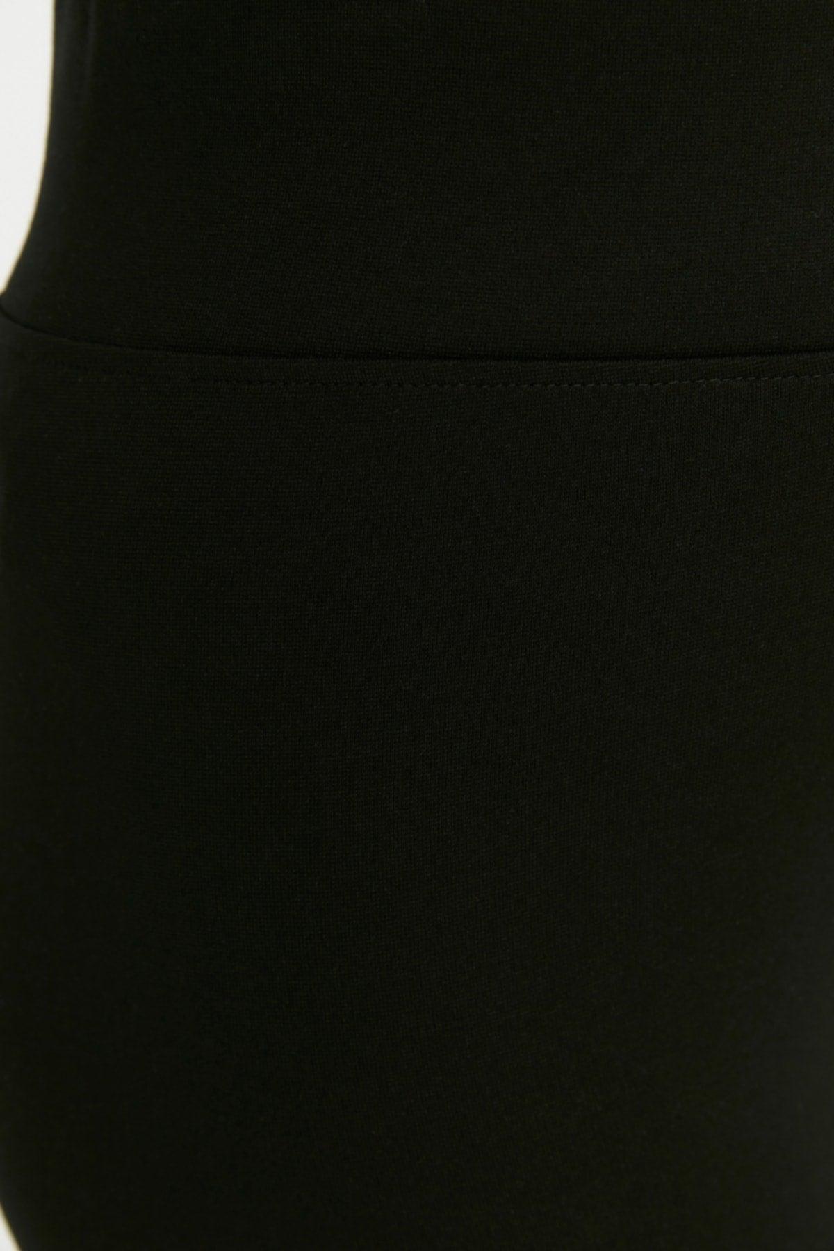 Black Knitted High Waist Gatherer Leggings TBBSS22TA0022 - Swordslife