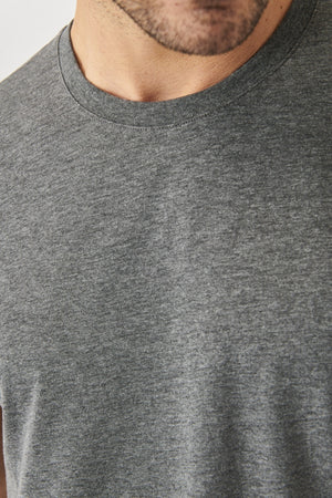 Men'S Anthracite Cotton Slim Fit Slim Fit Crew Neck Short Sleeved T-Shirt