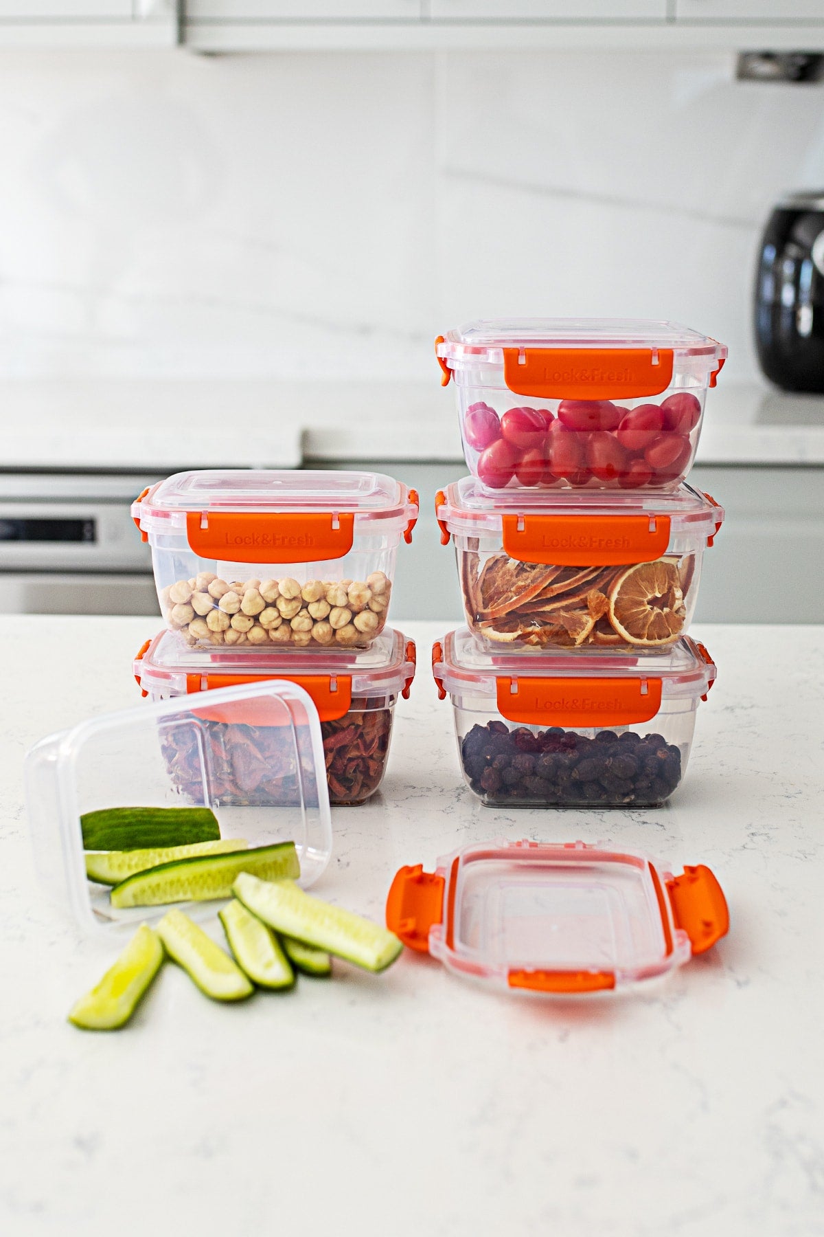 World Set Of 6 Leakproof Lockable Vacuum Lids Food Provisions Breakfast Picnic Storage Containers 1000 Ml