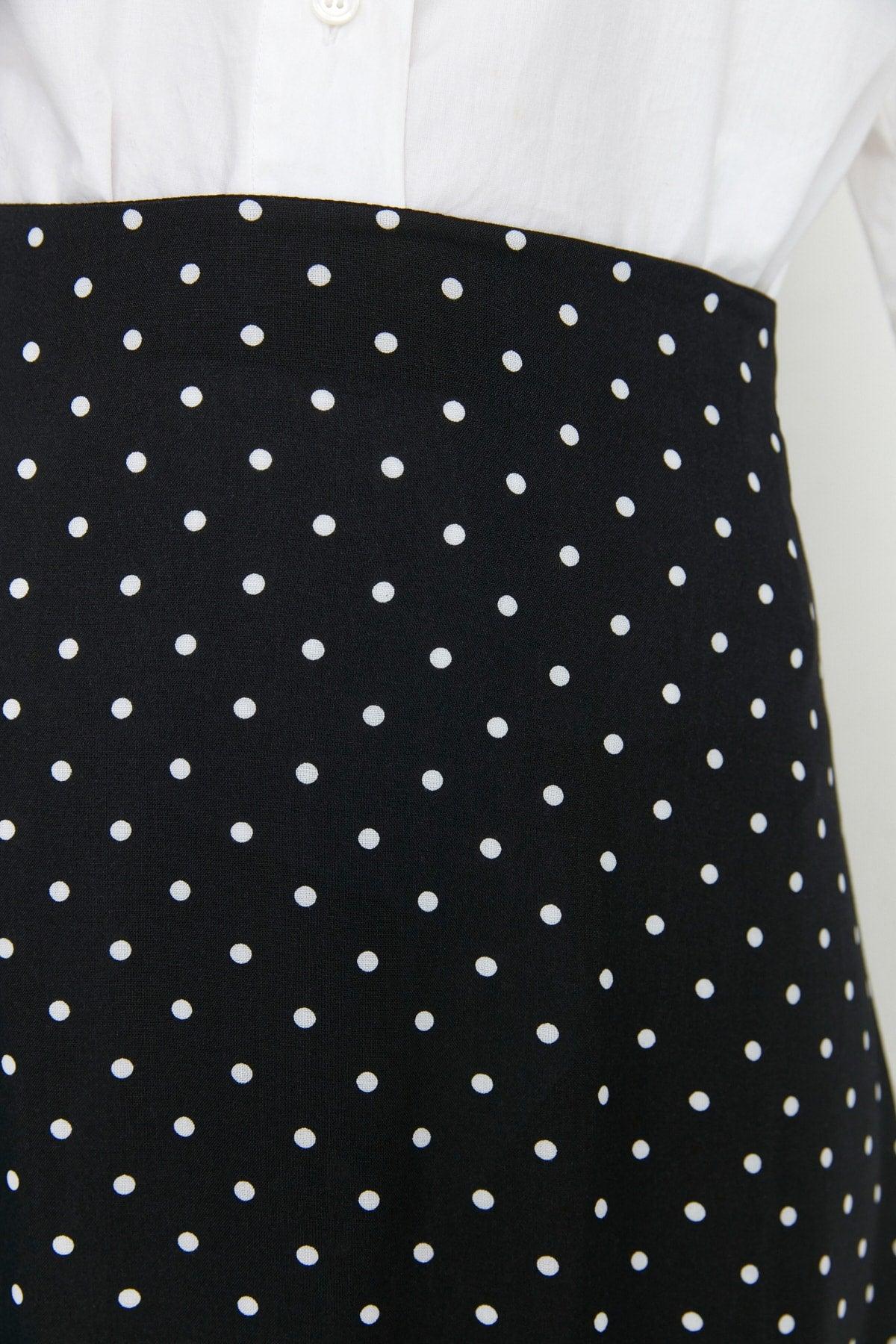 Black Polka Dot Patterned Bell Woven Skirt TCTSS22EE0006 - Swordslife