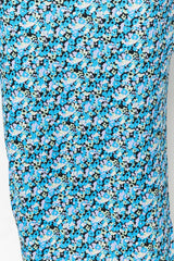 Blue Printed One-Shoulder Fitted One-Shoulder Knitted Dress - Swordslife