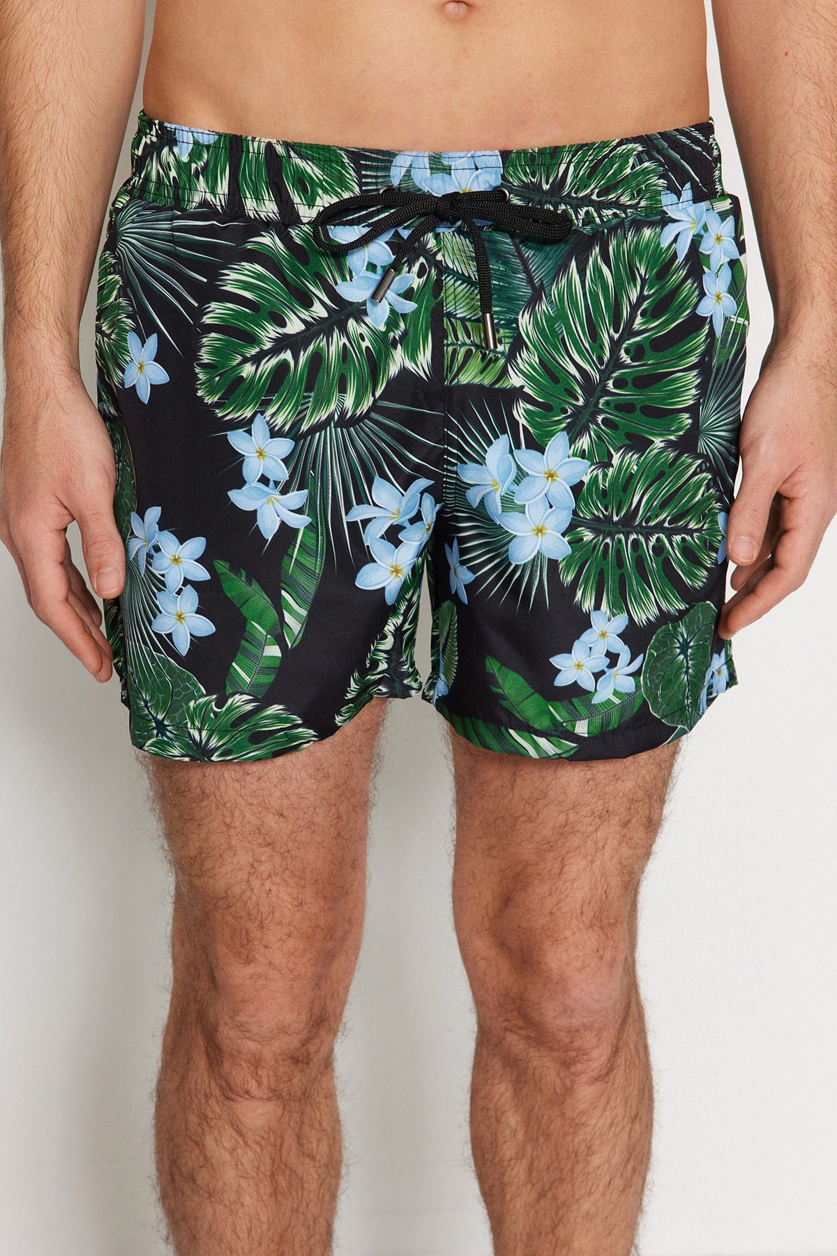 Black Men'S Standard Size Swimwear Marine Shorts Tmnss23Ds00012
