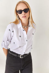 Tiny Ecru Black Linen Shirt With Sleeves GML-19000825 - Swordslife