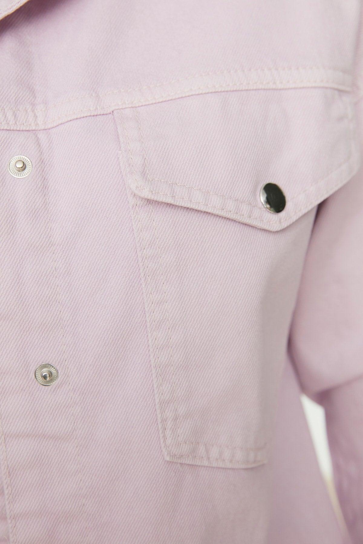 Lilac Shirt Collar Denim Jacket TCTSS21CE0398 - Swordslife
