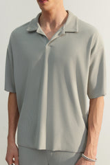 Ограниченная серия Stone Мужская футболка свободного кроя с коротким рукавом и текстурированной оттоманкой с вырезом поло TMNSS23PO00020