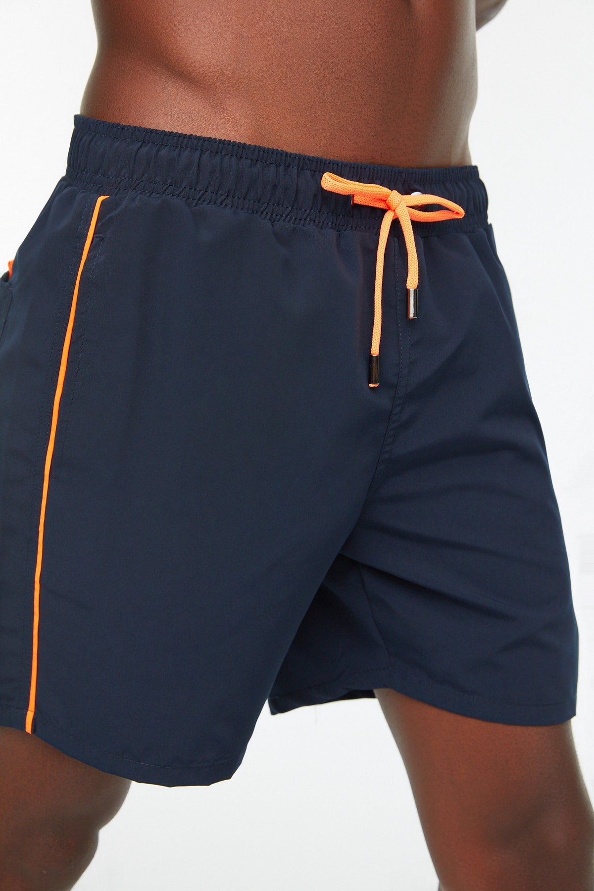 Navy Blue Men's Garnish Standard Length Swimwear Sea Shorts TMNSS20DS0022
