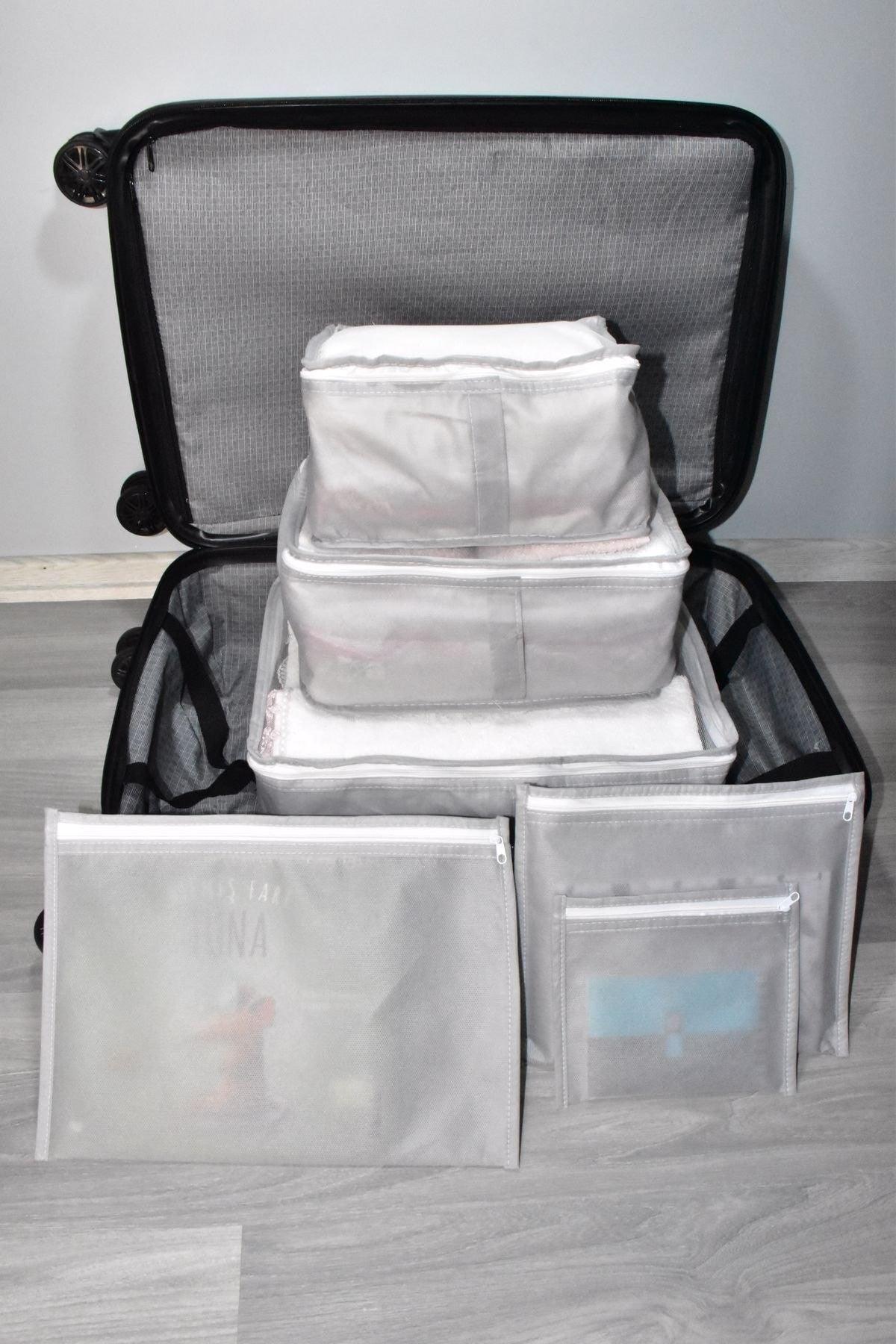 6 Luggage Suitcase Organizer Travel Bag Bag Organizer Organizer Set Gray - Swordslife