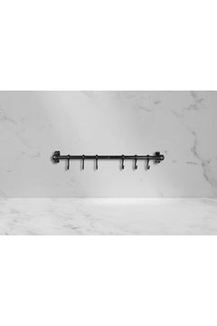 Black 6-Hook Metal Hanger for Kitchen and Bathroom Organization