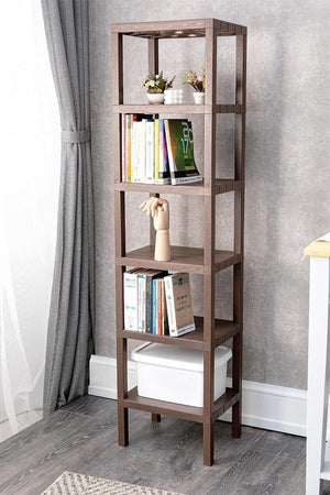 6 Tiers Plastic Shelving Unit Kitchen Shelf Bathroom Shelf Balcony Shelf Bathroom Organizer Bookshelf Coffee - Swordslife