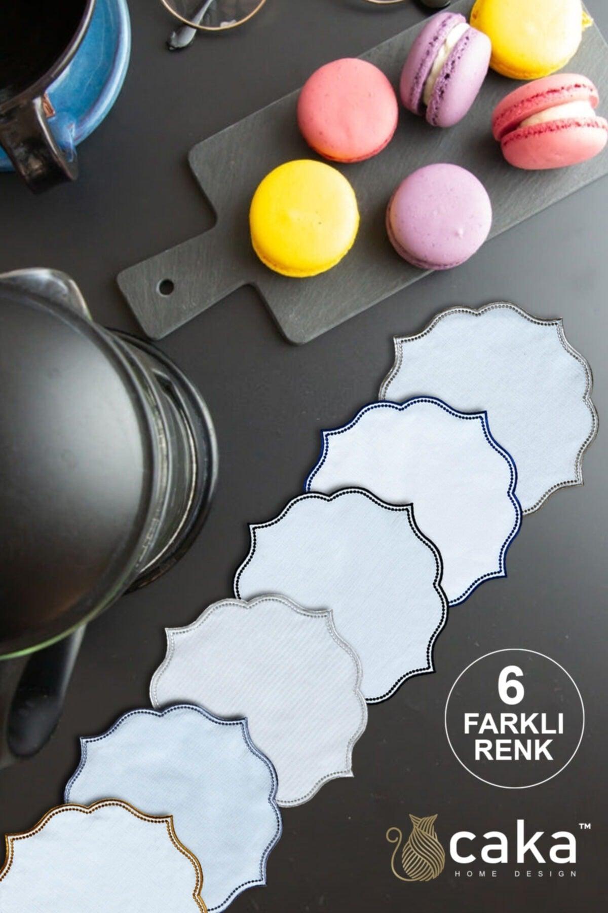 6 COCKTAIL NAPKIN EMBROIDERED LISA LINEN EFFECT (MIXED COLOR) - Swordslife