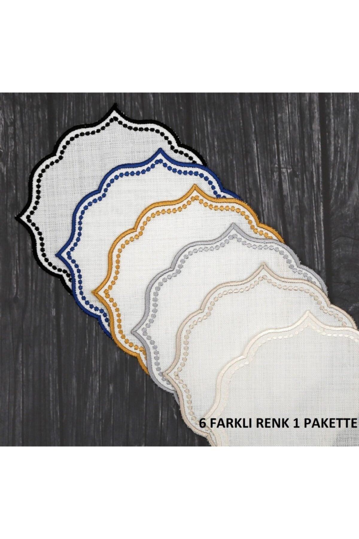 6 COCKTAIL NAPKIN EMBROIDERED LISA LINEN EFFECT (MIXED COLOR) - Swordslife