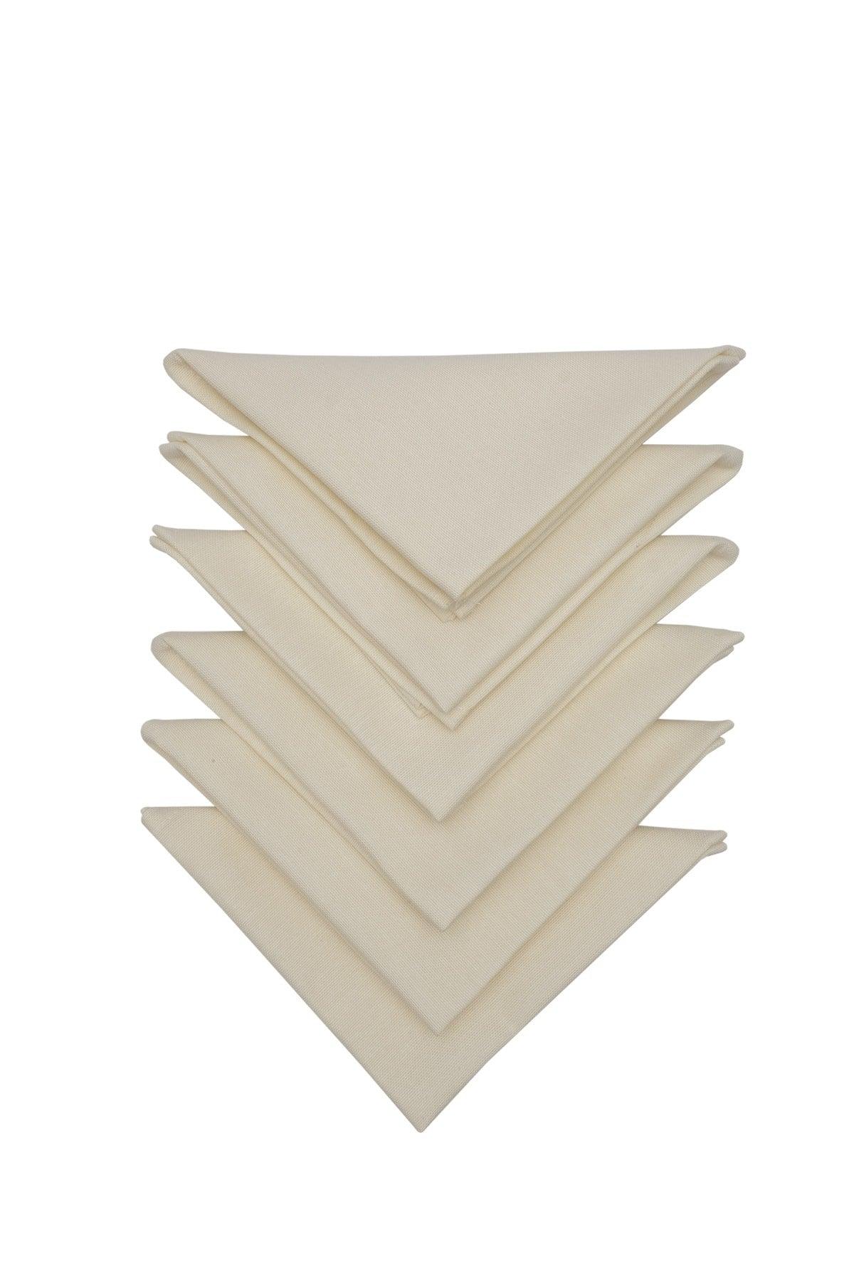 6 Pieces Cream Colored Cloth Service-Presentation Napkin 1st Quality Duck Linen Fabric (MORDER-FREE FABRIC) 33x33 Cm - Swordslife