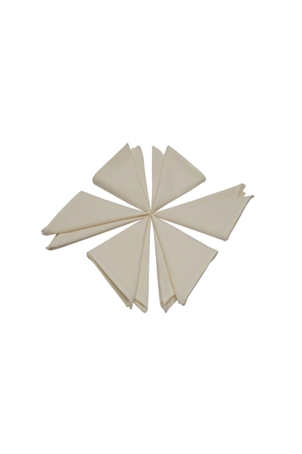 6 Pieces Cream Colored Cloth Service-Presentation Napkin 1st Quality Duck Linen Fabric (MORDER-FREE FABRIC) 33x33 Cm - Swordslife