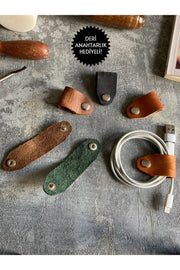 6 Pieces Genuine Leather Cable Holder - Colorful