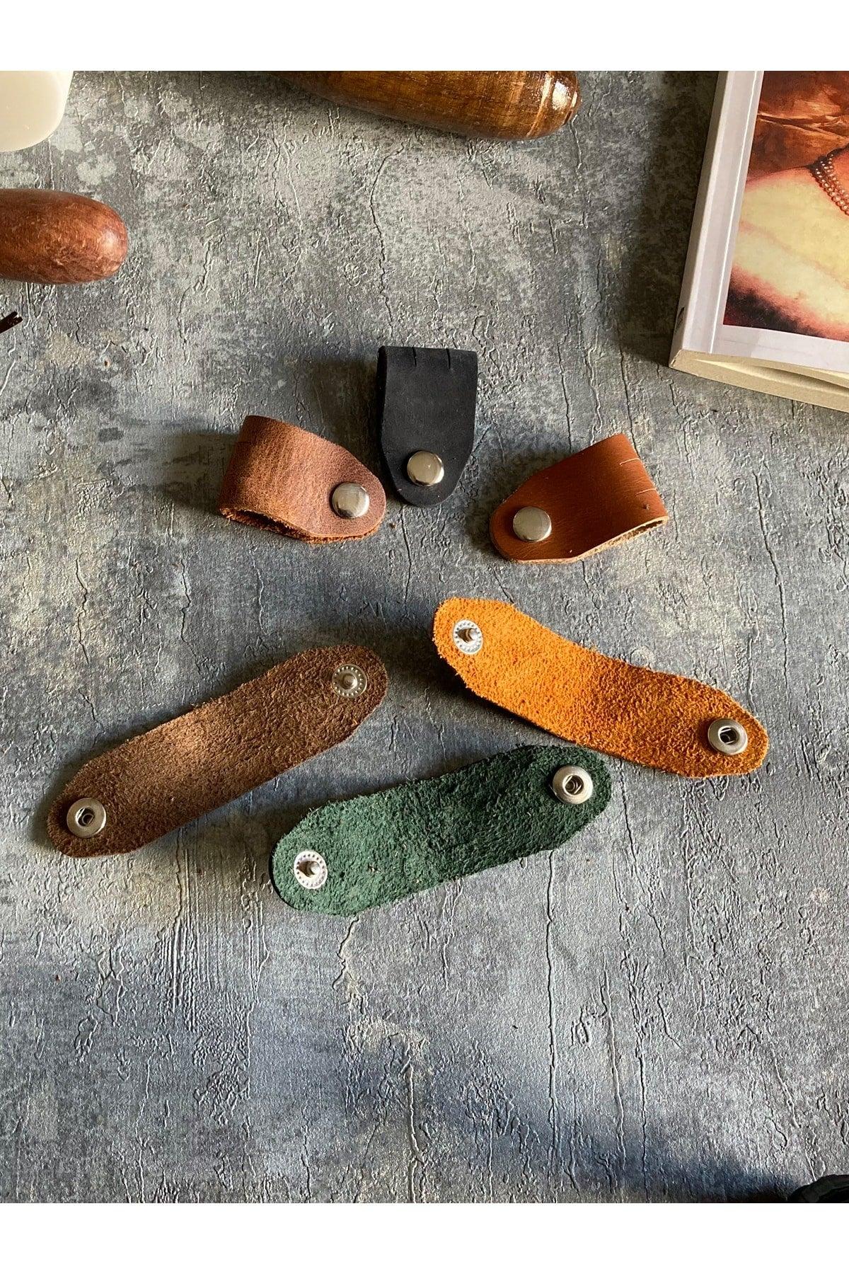6 Pieces Genuine Leather Cable Holder - Colorful