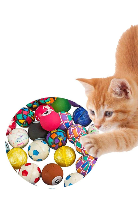 6 Pieces Small Bouncing Play Ball Cat Toy