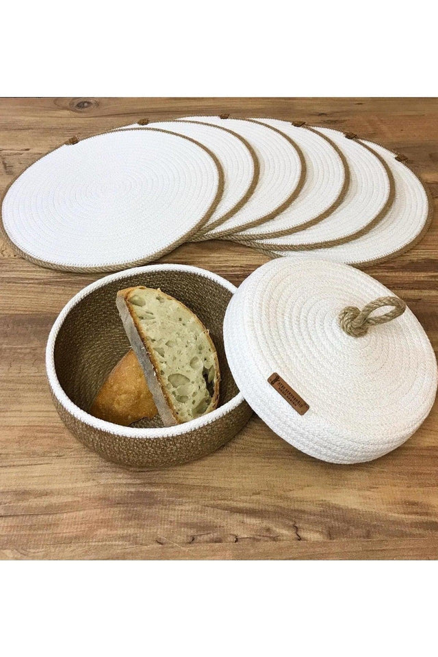 6 Pieces Placemat And Bread Plates, Plate Set, Plate Base, Silicone Free, Machine Stitched - Swordslife