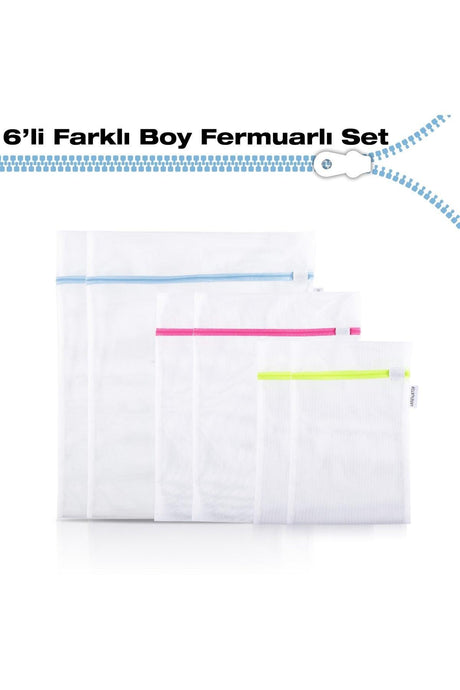 6 Pcs Laundry Washing Net Bag Washing Net Bag Colorful Zippered - Swordslife