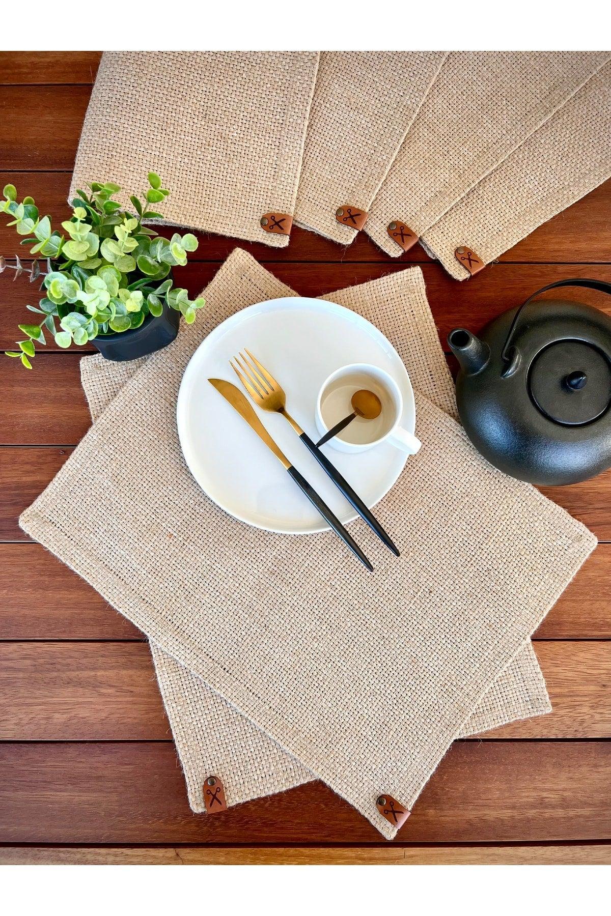 6 Pieces Rectangle Straw, Jute Placemat Cover Weave Serving Set - Natural - Swordslife