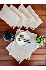 6 Pieces Rectangular Straw, Jute Placemat Cover Knit Serving Set - White - Swordslife