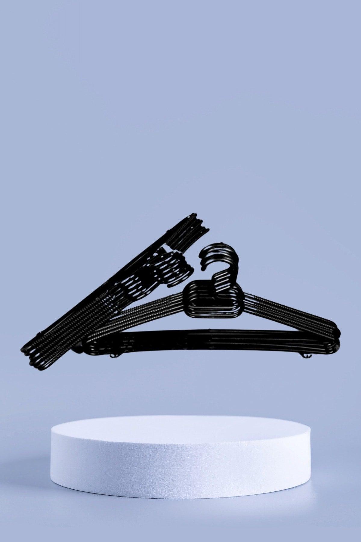 60 Pieces Black Plastic Economical Clothes Hanger - Swordslife