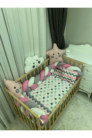 60*120 Knitted Protected Mother's Side Crib And Park Cradle Baby Sleeping Set (Ornamental Pillows Included..) - Swordslife