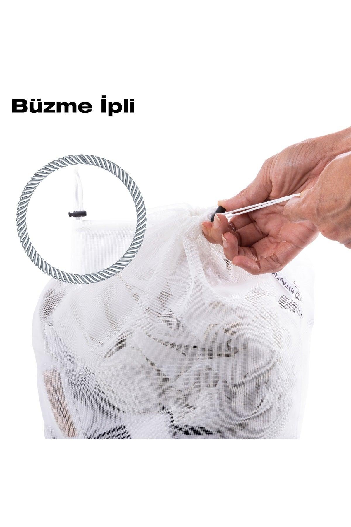 60*90 (2 PCS) Large Size Laundry Washing Net Bag Washing Net Bag With Rope Clip - Swordslife