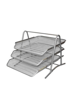 Triple document storage rack in silver
