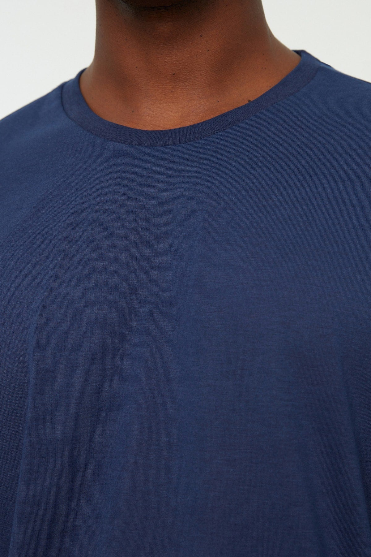Navy Blue Men's Basic Crew Neck Oversize Short Sleeve T-Shirt TMNSS22TS0300