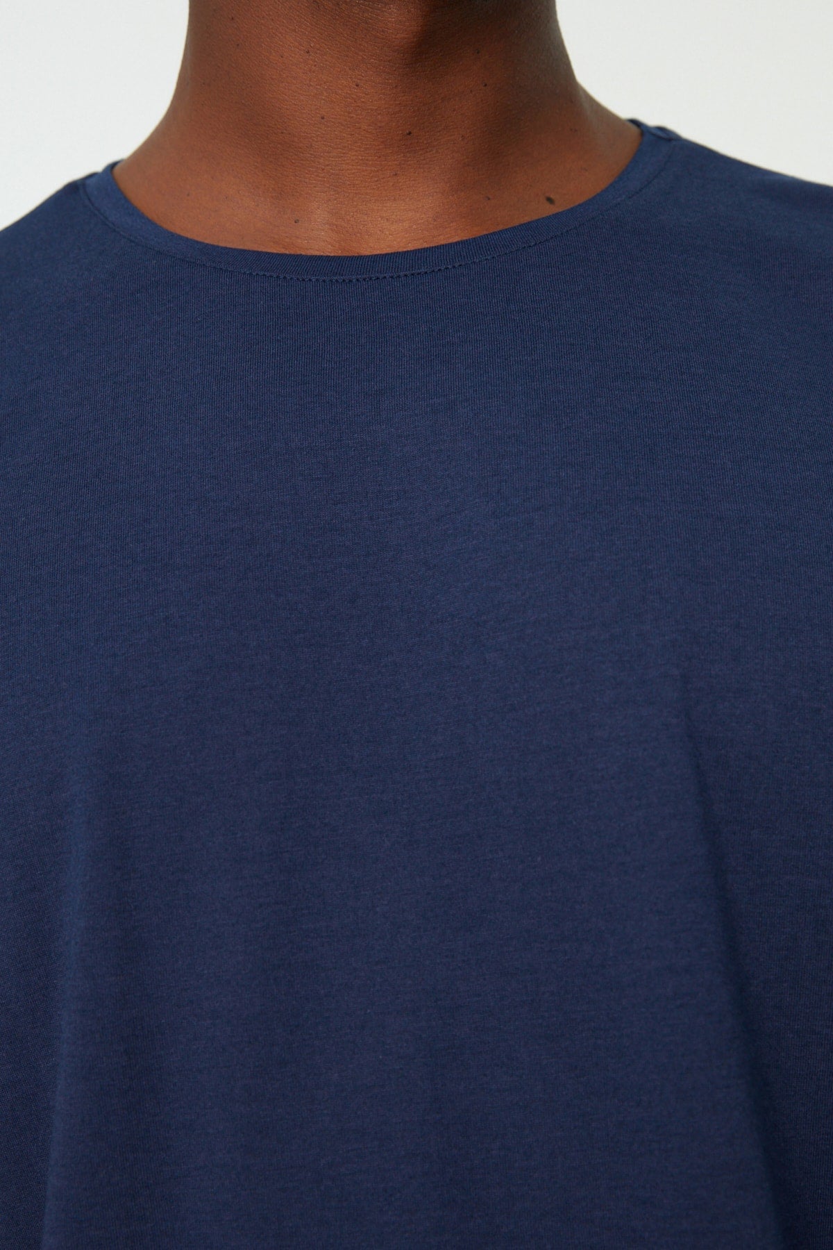 Navy Blue Men'S Basic Oversize Crew Neck Short Sleeved T-Shirt Tmnss22Ts0317