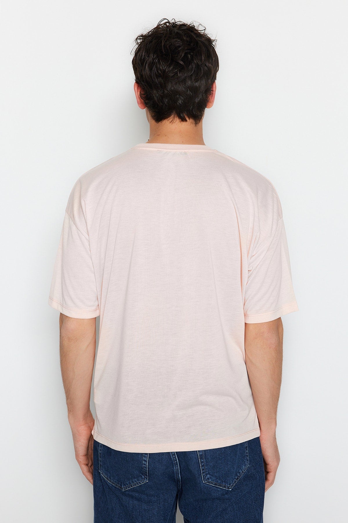 Pink Men's Basic Oversize Crew Neck Short Sleeve T-Shirt TMNSS22TS0300