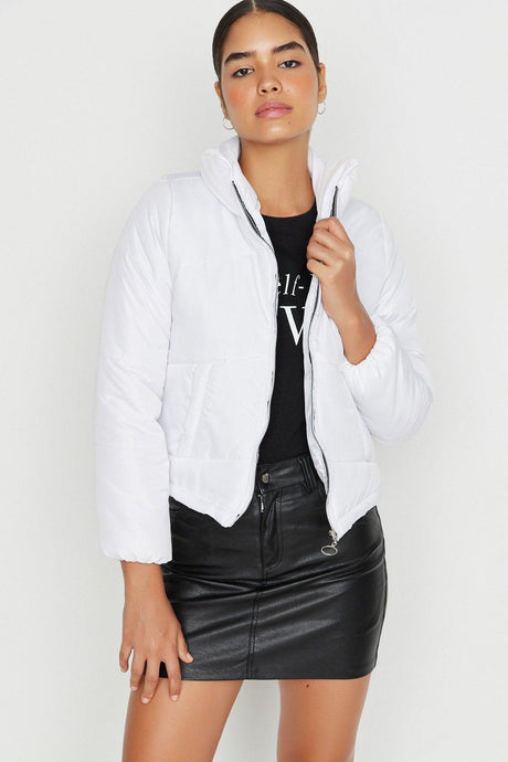 White Zipper Closure Inflatable Coat TWOSS20MO0015 - Swordslife