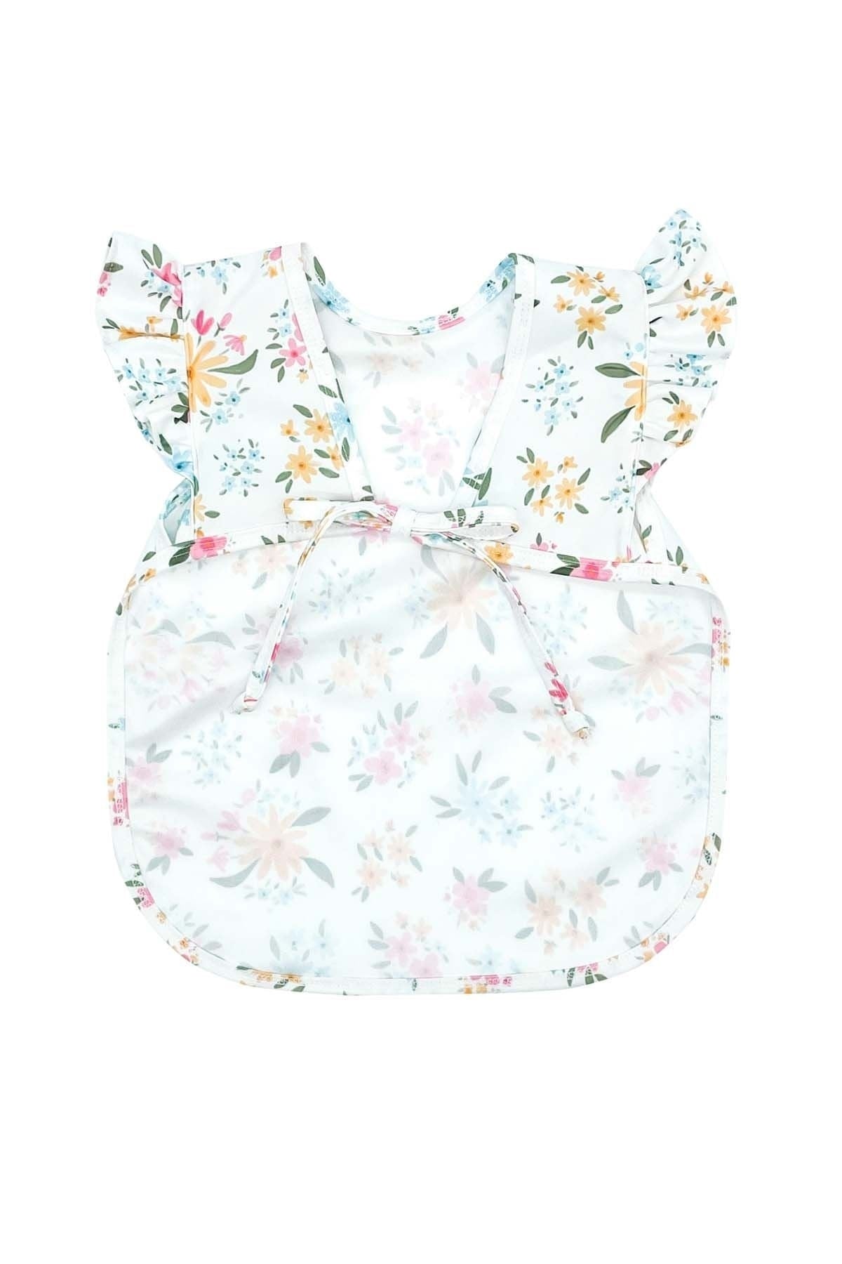 Spring Flowers Short Ruffle Sleeve Liquid Proof Washable Multi-Purpose Baby Bib
