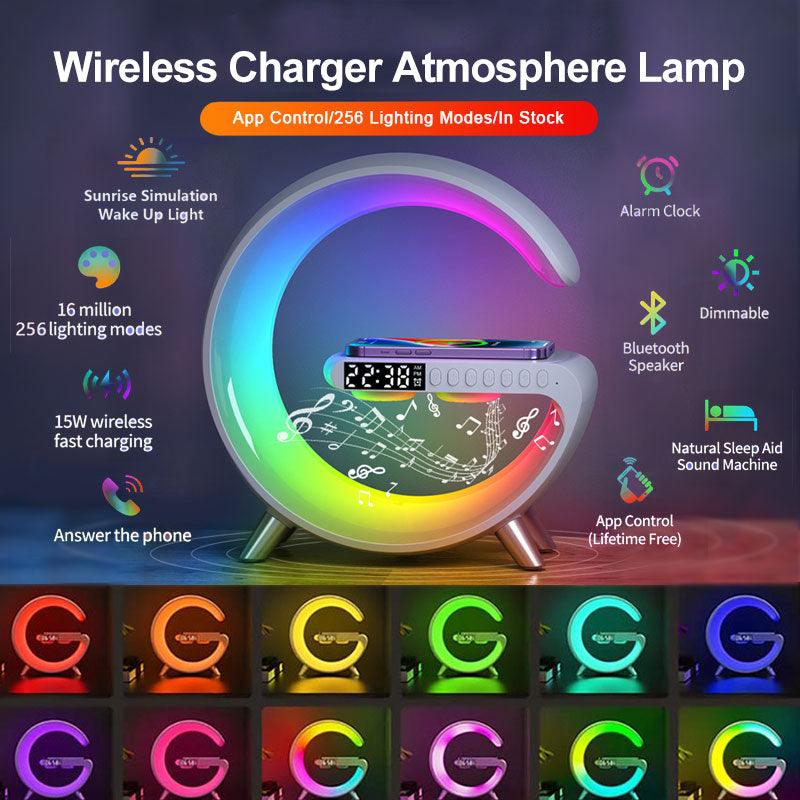 Intelligent Atmosphere Lamp Bluetooth Speaker Wireless Charger Bedside Lamp Sunrise Wake-up Lamp Polar Lamp Alarm Clock - Swordslife