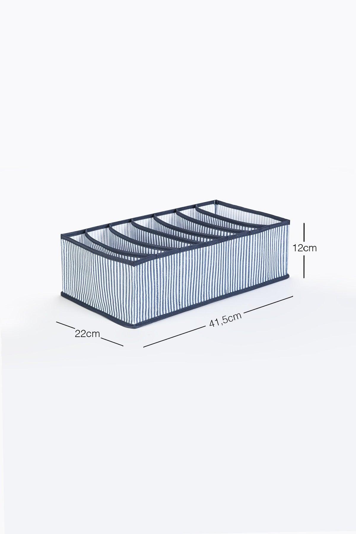 7 Compartment Navy Blue Striped Drawer
