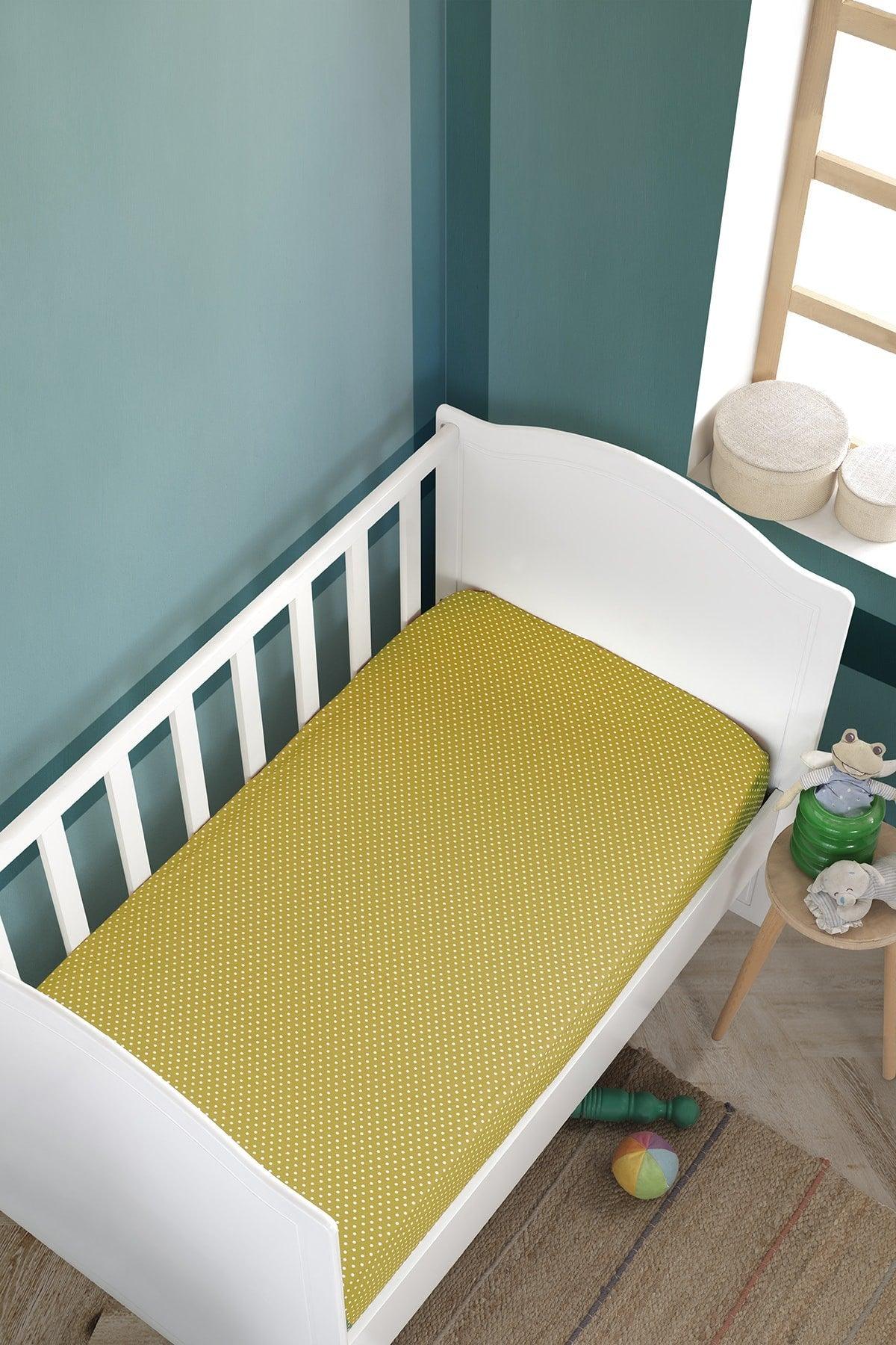 70x140 Elastic Baby Bed Sheet Ranforce Mustard
