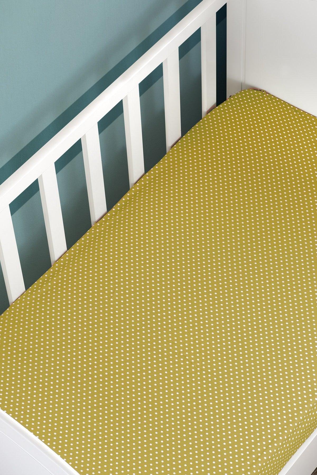 70x140 Elastic Baby Bed Sheet Ranforce Mustard
